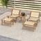 Costway 1/2 PCS Mid Century Modern Teak Wooden Chair with Handwoven Rattan Seat & Backrest